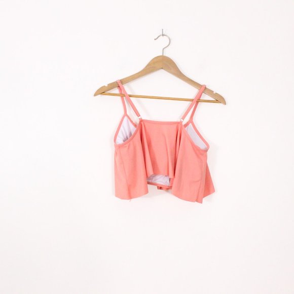 Women's Bikini Swimsuit Falbala Ruffled Bathing Suit Coral Top - Picture 5 of 6